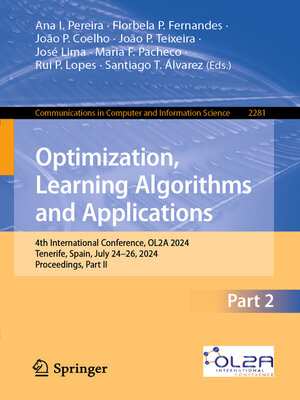 cover image of Optimization, Learning Algorithms and Applications